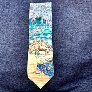 ENDANGERED SPECIES ~ Vintage “Dinosaur” Print Neck Tie ~ 100% Imported Silk